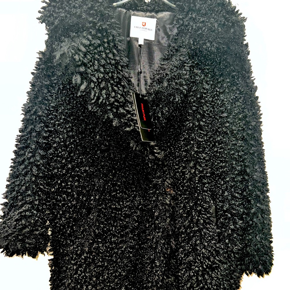 Urban republic small black shaggy teddy coat